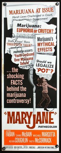 3j606 MARY JANE insert movie poster '68 campy shocking sex & marijuana, euphoria or crutch?!