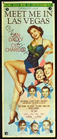 3j612 MEET ME IN LAS VEGAS insert '56 super sexy full-length showgirl Cyd Charisse in skimpy outfit