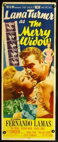 3j613 MERRY WIDOW insert movie poster '52 close-up of sexy Lana Turner with Fernando Lamas!