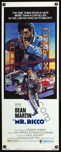 3j622 MR. RICCO insert movie poster '74 Dean Martin, Philip Thomas, cool L. Salle artwork!