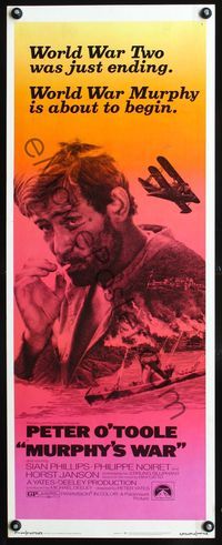 3j625 MURPHY'S WAR insert poster '71 Peter O'Toole, WWII was ending, WWMurphy was about to begin!