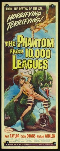 3j663 PHANTOM FROM 10,000 LEAGUES insert '56 classic art of monster & sexy scuba diver by Kallis!