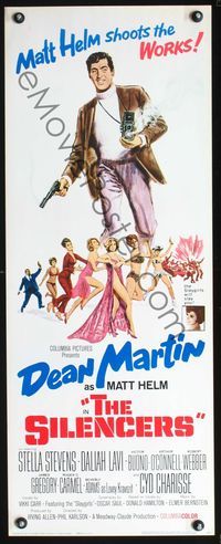 3j718 SILENCERS insert '66 different art of Dean Martin w/gun and camera with the sexy Slaygirls!