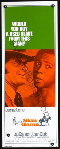 3j723 SKIN GAME insert poster '71 James Garner sells his best friend Louis Gossett Jr over & over!
