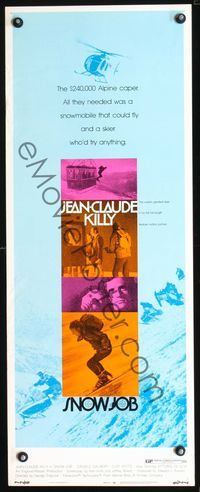 3j726 SNOW JOB insert movie poster '72 Jean-Claude Killy, Daniele Gaubert, cool skiing image!