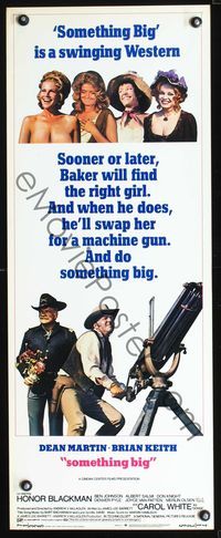 3j728 SOMETHING BIG insert poster '71 cool image of Dean Martin w/giant gatling gun, Brian Keith