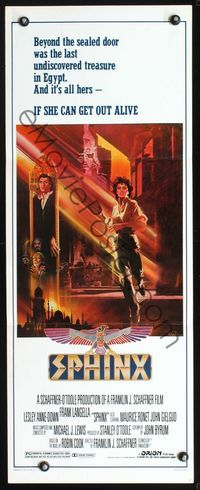 3j733 SPHINX insert poster '81 Frank Langella, Lesley Anne-Down, John Geilgud, Bob Peak artwork!