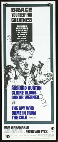 3j735 SPY WHO CAME IN FROM THE COLD insert poster '65 Richard Burton, Claire Bloom, John Le Carre