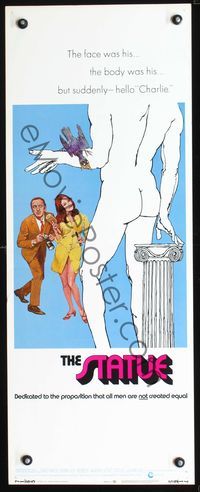 3j741 STATUE insert poster '71 Robert Vaughn, wacky art of David Niven & Virna Lisi, Hello Charlie!