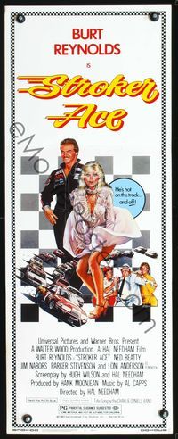 3j746 STROKER ACE insert '83 car racing art of Burt Reynolds & sexy Loni Anderson by Drew Struzan!