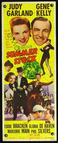 3j749 SUMMER STOCK insert movie poster '50 great multiple images of Judy Garland & Gene Kelly!