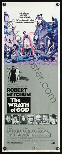 3j802 WRATH OF GOD insert poster '72 priest Robert Mitchum is not exactly what the Lord had in mind!