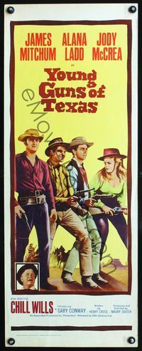 3j805 YOUNG GUNS OF TEXAS insert poster '63 teen cowboys James Mitchum, Alana Ladd & Jody McCrea!