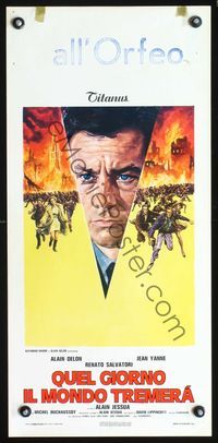 3j014 ARMAGEDDON Italian locandina poster '77 Armaguedon, cool art of Alain Delon & fleeing crowds!