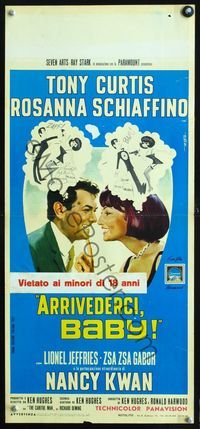 3j015 ARRIVEDERCI, BABY Italian locandina '67 Tony Curtis, Schiaffino, great different Deseta art!