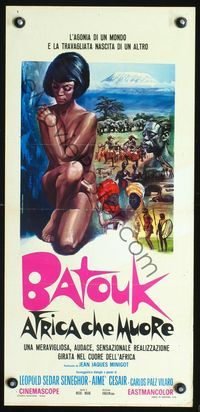 3j019 BATOUK Italian locandina poster '70 cool Africa scenes & sexy naked girl artwork by Piovano!