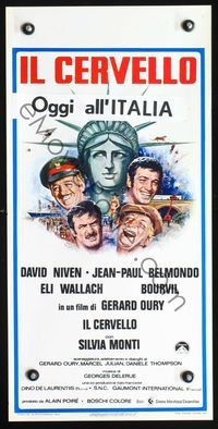 3j034 BRAIN Italian locandina poster '69 David Niven, Jean-Paul Belmondo, Eli Wallach, Le Cerveau!