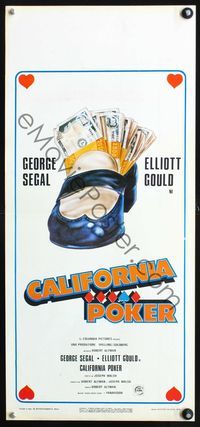 3j043 CALIFORNIA SPLIT Italian locandina '74 Robert Altman, wacky artwork of shoe full of money!