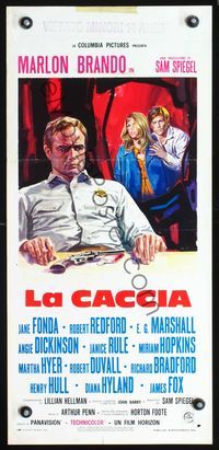 3j048 CHASE Italian locandina poster R1970s cool art of Marlon Brando, Jane Fonda, Robert Redford!