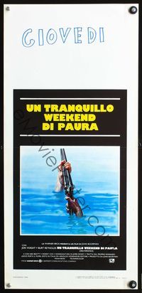 3j069 DELIVERANCE Italian locandina poster R80s John Boorman, art of shotgun coming out of water!