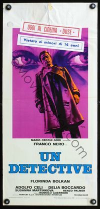 3j071 DETECTIVE BELLI Italian locandina '69 cool different Nistri art of detective Franco Nero!