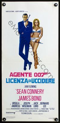 3j082 DR. NO Italian locandina R70s Sean Connery as James Bond 007 w/super sexy Ursula Andress!
