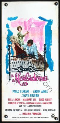 3j083 DREAMER Italian locandina movie poster '65 Il Morbidone, cool Ferrini art of fancy bedroom!