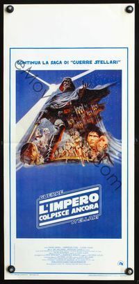 3j088 EMPIRE STRIKES BACK Italian locandina '80 George Lucas sci-fi classic, cool art by Tom Jung!