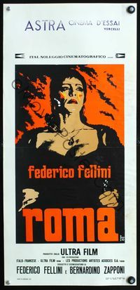 3j099 FELLINI'S ROMA Italian locandina movie poster '72 Italian Federico classic, cool art image!