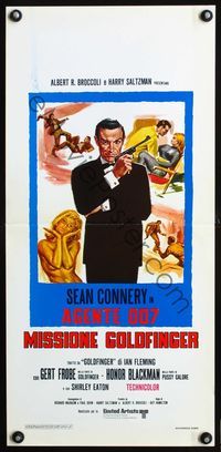 3j119 GOLDFINGER Italian locandina movie poster R70s great art of Sean Connery as James Bond 007!
