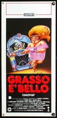 3j125 HAIRSPRAY Italian locandina '88 cult musical by John Waters, great different art by Cecchini!