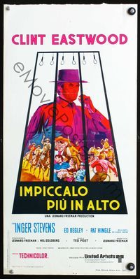 3j126 HANG 'EM HIGH Italian locandina movie poster R70s Clint Eastwood, they hung the wrong man!
