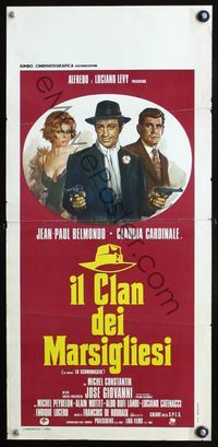 3j137 HIT MAN Italian locandina poster '72 cool Casaro art of Jean-Paul Belmondo, Claudia Cardinale!