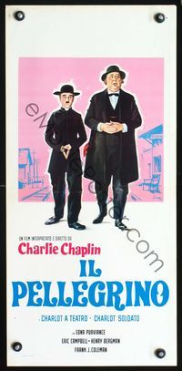 3j148 IMMIGRANT Italian locandina movie poster R60s Longi art of wacky foreigner Charlie Chaplin!