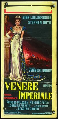 3j149 IMPERIAL VENUS Italian locandina '63 Venere imperiale, full-length art of Gina Lollobrigida!
