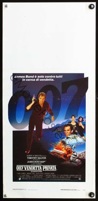 3j169 LICENCE TO KILL Italian locandina movie poster '89 cool image of Timothy Dalton as James Bond!