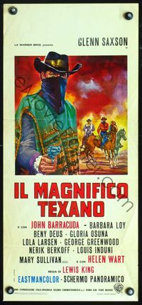 3j181 MAGNIFICENT TEXAN Italian locandina '67 Il Magnifico Texano, cool Crovato art of masked man!