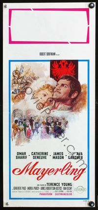 3j186 MAYERLING Italian locandina movie poster '69 cool art of Omar Sharif with Catherine Deneuve!