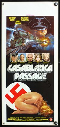 3j213 PASSAGE Italian locandina poster '79 wild art of Malcolm McDowell, naked girl w/swastika!