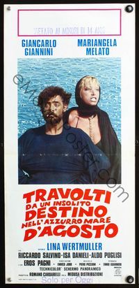 3j265 SWEPT AWAY Italian locandina poster '78 Giancarlo Giannini, Mariangela Melato, Lina Wertmuller