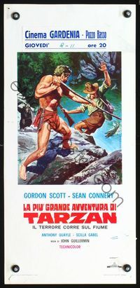 3j267 TARZAN'S GREATEST ADVENTURE Italian locandina R70s cool Piovano art of Gordon Scott as Tarzan!