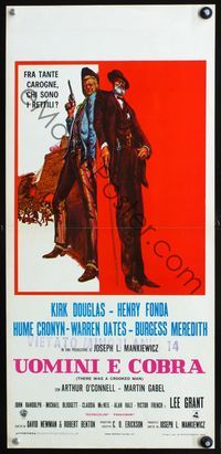 3j270 THERE WAS A CROOKED MAN Italian locandina poster '70 cool art of Kirk Douglas & Henry Fonda!