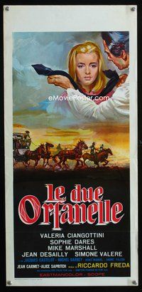 3j284 TWO ORPHANS Italian locandina poster '65 Les Deux Orphelines, Sophie Dares, cool artwork!