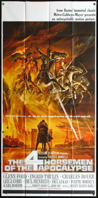 3k310 4 HORSEMEN OF THE APOCALYPSE three-sheet poster '61 really cool artwork by Reynold Brown!