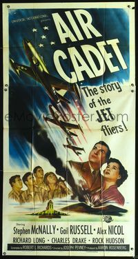 3k315 AIR CADET three-sheet poster '51 the story of U.S. Air Force jet pilots, cool airplane art!