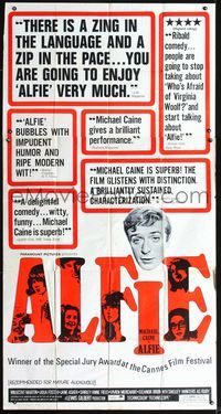 3k317 ALFIE three-sheet '66 British cad Michael Caine loves them and leaves them, ask any girl!