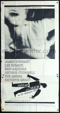 3k320 ANATOMY OF A MURDER three-sheet '59 Otto Preminger, classic Saul Bass dead body silhouette!