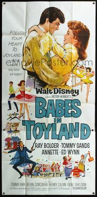 3k325 BABES IN TOYLAND three-sheet '61 Walt Disney, Ray Bolger, Tommy Sanders, Annette, musical!
