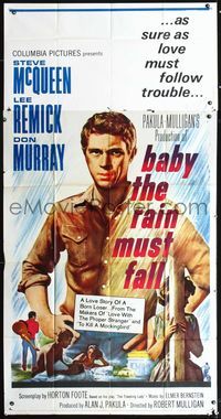 3k326 BABY THE RAIN MUST FALL 3sh '65 Steve McQueen gets in trouble & gets under Lee Remick's skin!