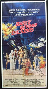 3k329 BATTLE BEYOND THE STARS 3sheet '80 Richard Thomas, Robert Vaughn, Gary Meyer sci-fi art!